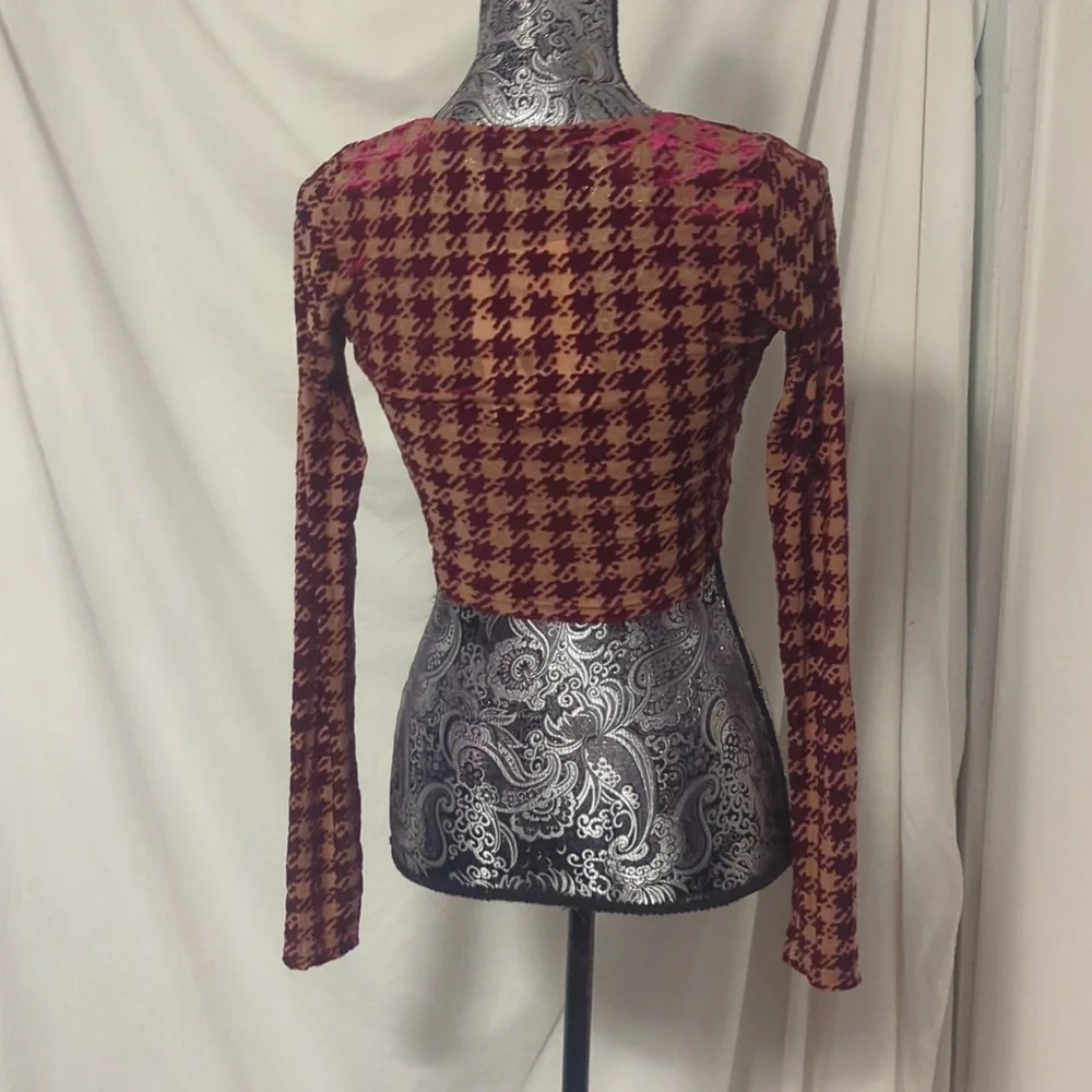NWT Naked Wardrobe Red Houndstooth Crop Top - Picture 4 of 10